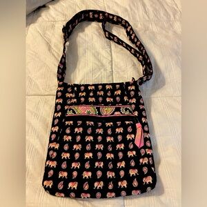 Vera Bradley handbag black with pink elephants